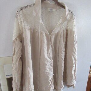 Hayden‎ Los Angeles beige boho tunic top pheasant poly m